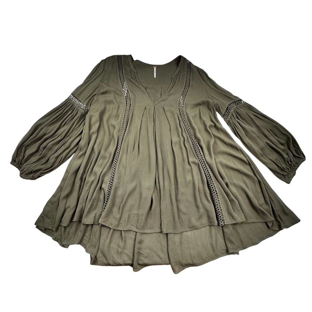 Free People Boho Hippie Lightweight Gauzy Swing Mini Dress Women's Size Medium